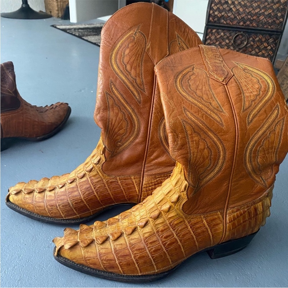 Genuine alligator leather cowboy boots
